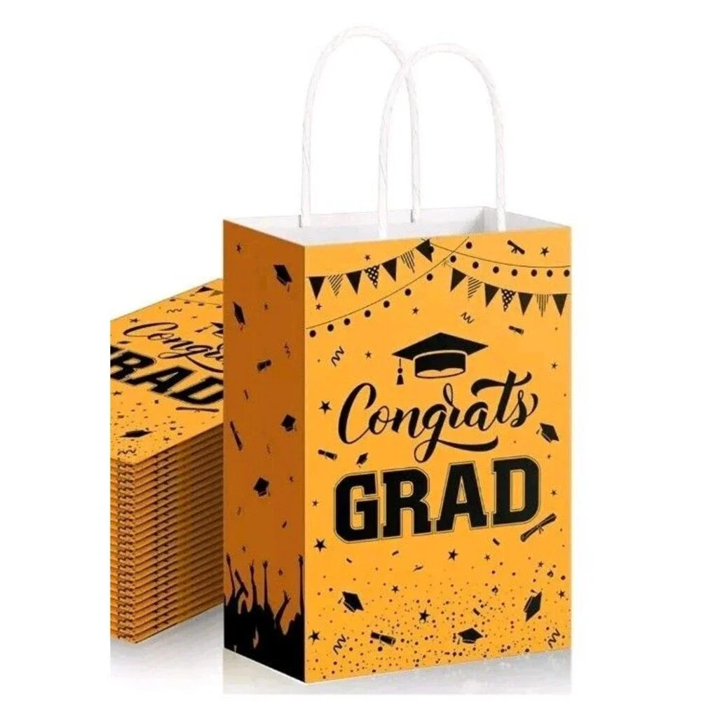 Gift Bags 6 Count New Blue Paper With Black Print Only Available Congrats Grad